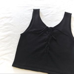 Black lace-up tank top